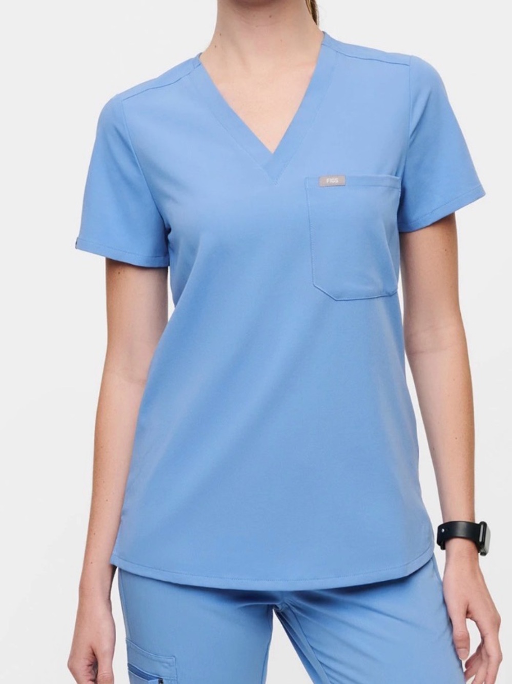 Figs Catarina One-Pocket Scrub Top Ceil Blue Size Small
